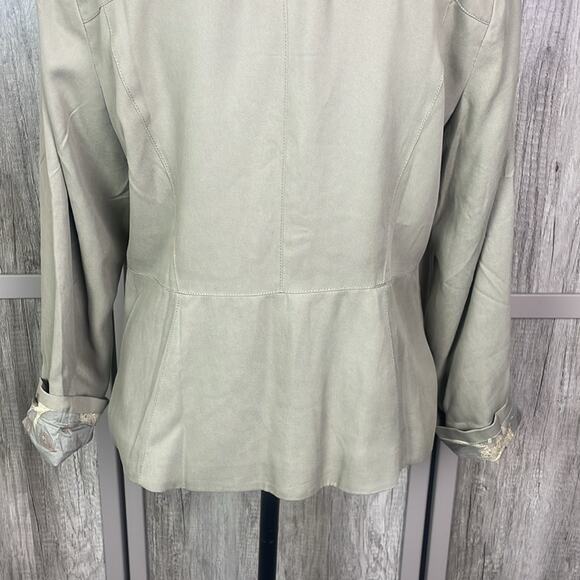 Chico's olive green fully lined beaded embellished open front jacket women's 1 - Picture 10 of 15